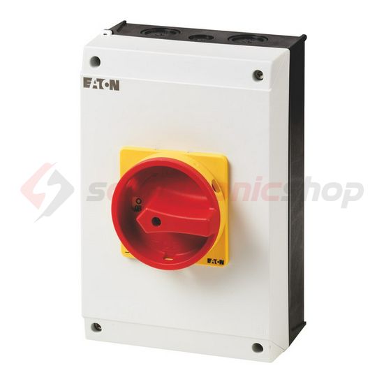Szakaszoló fő- és vészkapcsoló 63A 3P 30kW/400VAC-3 ráépíthető tokozott piros P3-63/I4/SVB EATON - 207343