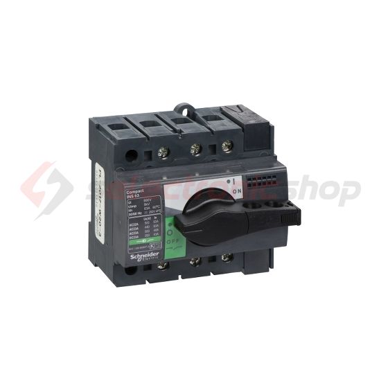 Szakaszoló főkapcsoló 63A 500V 3P ráépíthető beépíthető előlapi központos fix INS6363 Schneider - 28902