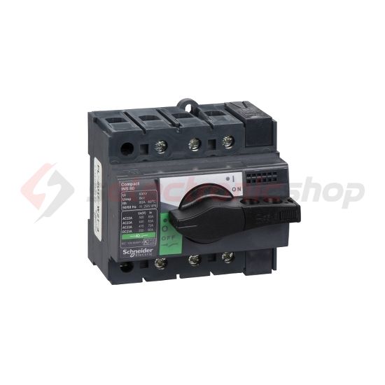 Szakaszoló főkapcsoló 80A 500V 3P ráépíthető beépíthető előlapi központos fix INS8080 Schneider - 28904