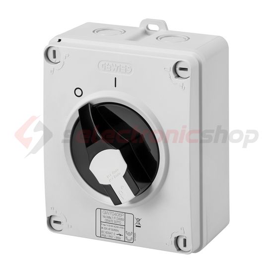 Szakaszoló vész- be-ki kapcsoló 3P 32A tokozott IP66 70RTHP GEWISS - GW70405P