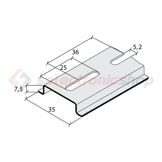 Szerelősín DIN (kalap)sín 35/7,5mm acél 7.5mm x 2000mm TS35P/7,5 MOREK - MMD7520B29