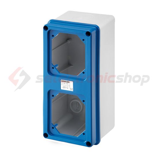 Szerelvénydoboz falonkívüli 16-32A CEE dugaljhoz műanyag 120mm x 280mm-hossz 92mm IP55 IB GEWISS - GW66741N