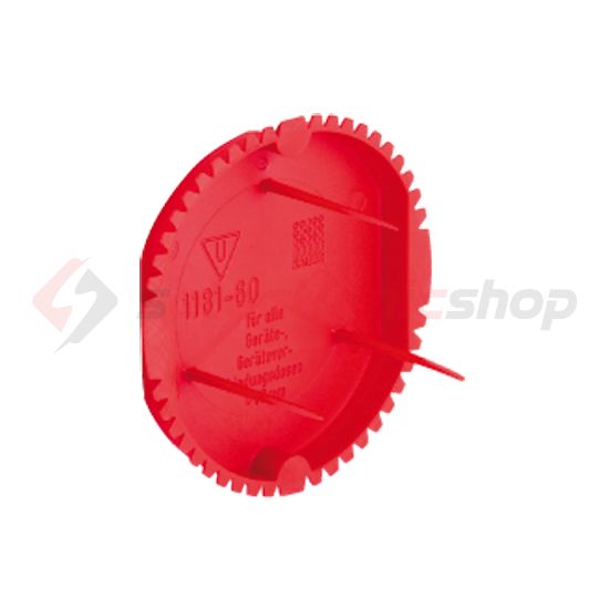 Szerelvénydoboz vakolófedél kerek 60mm-dobozátmérőhöz csavaros piros műanyag 60mm-átmérő KAISER - 1181-60