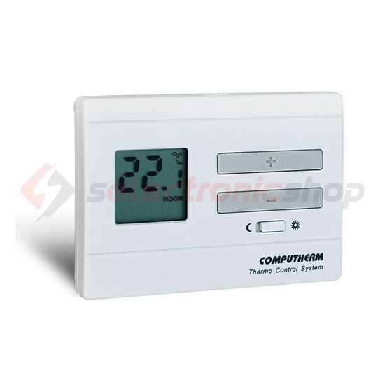 Szobatermosztát LCD +2xAA1,5V-elem 5°C- 40°C elem falonkívüli világosfehér fűtés QUANTRAX - Q3