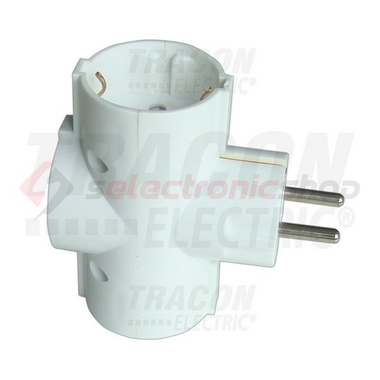 T-elosztódugó DIN(F)->3xDIN(F) fehér 16A 250V TRACON - TDUGO