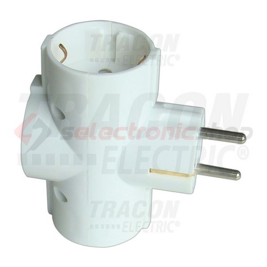 T-elosztódugó DIN(F)90°->3xDIN(F) fehér 16A 250V TRACON - TDUGO9