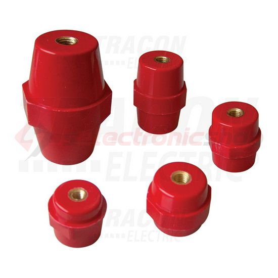Támszigetelő 30mm M8 piros 1-pólus TRACON - STS-30