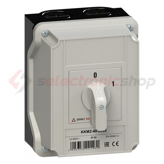 Terhelés 0-1 be-ki kapcsoló 3P 40A tokozott KKM2-40-6002 Ganz KK - 902-6002-642