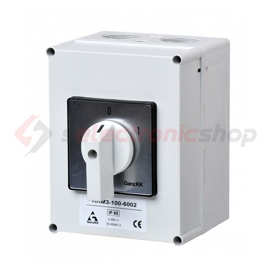 Terhelés be-ki kapcsoló 3P 100A tokozott KKM3-100-6002 Ganz KK - 541-0006-002