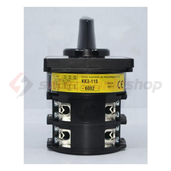 Terhelés be-ki kapcsoló 3P 115A előlapra KK3-115-6002 Ganz KK - 501-0006-002