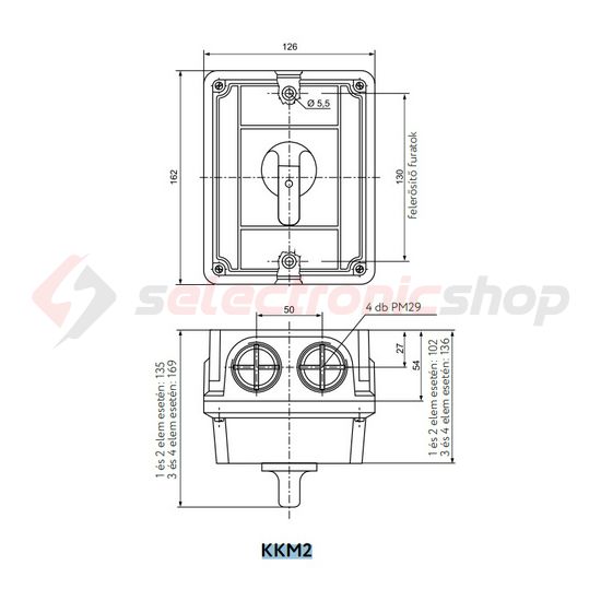 Terhelés be-ki kapcsoló 3P 115A tokozott KKM2-115-6002 Ganz KK - 904-6002-972