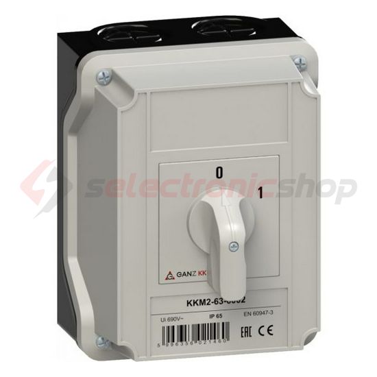 Terhelés be-ki kapcsoló 3P 63A tokozott KKM2-63-6002 Ganz KK - 902-6002-742