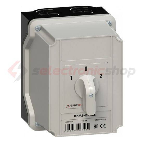 Terhelés irányváltó kapcsoló 3P 40A tokozott KKM2-40-6008 Ganz KK - 903-6008-642
