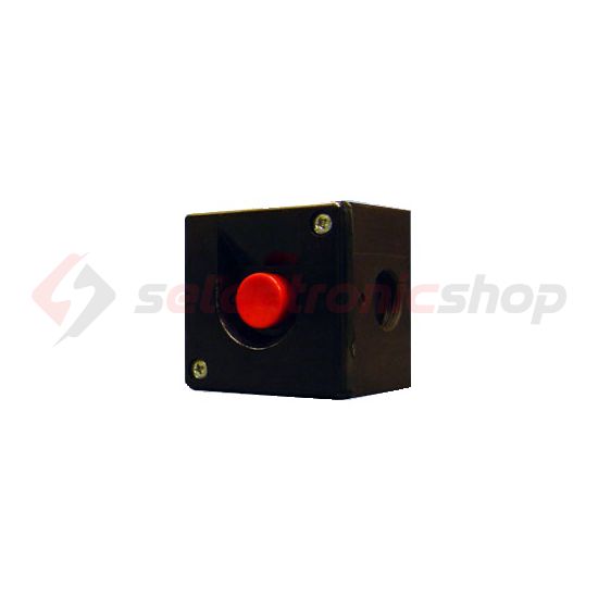 Tokozott nyomógomb piros 1-pozíció 400VAC fekete műanyag IP40 1-ny VA Elektronika - 04260