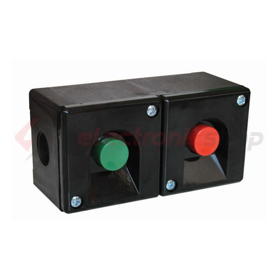 Tokozott nyomógomb piros-zöld 2-pozíció 400VAC fekete műanyag IP40 1-z 1-ny VA Elektronika - 04262