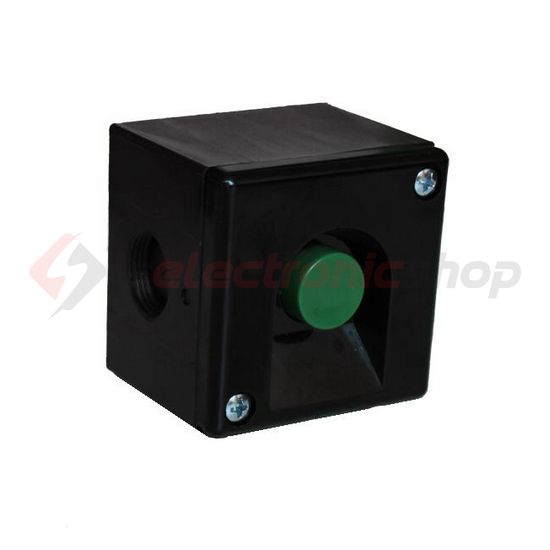 Tokozott nyomógomb zöld 1-pozíció 400VAC fekete műanyag IP40 1-z VA Elektronika - BKV-MT(2)