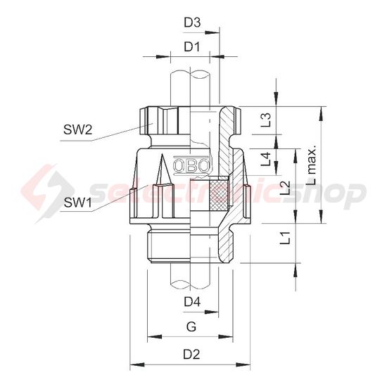 Tömszelence PG 9 4.5-7mm-kábelátmérőhöz műanyag kezeletlen világosszürke 106 PG9 OBO-BETTERMANN - 2036096