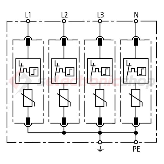 Túlfeszültség-korlátozó DEHNguard C 4P T2 TN-S 230V/AC 40kA 4M DG M TNS 275 DEHN - 952400