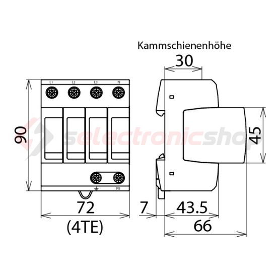 Túlfeszültség-korlátozó DEHNguard C 4P T2 TN-S 230V/AC 40kA 4M DG M TNS 275 DEHN - 952400