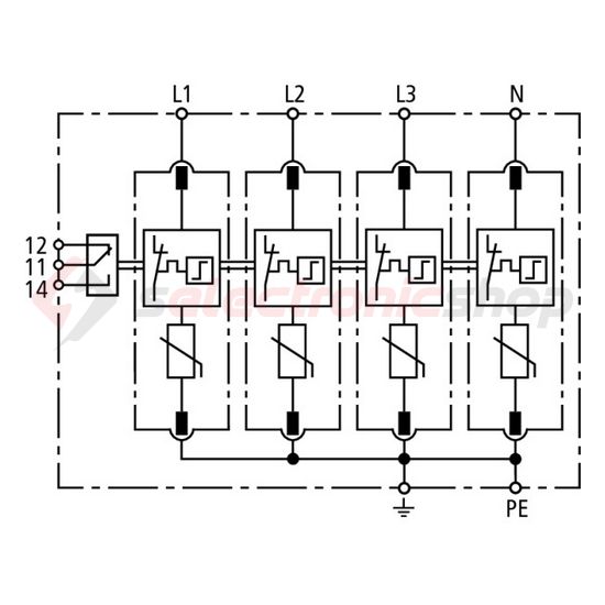 Túlfeszültség-korlátozó DEHNguard C 4P T2 TN-S 230V/AC 40kA 4M DG M TNS 275 FM DEHN - 952405