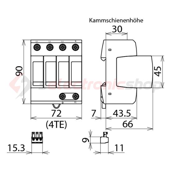 Túlfeszültség-korlátozó DEHNguard C 4P T2 TN-S 230V/AC 40kA 4M DG M TNS 275 FM DEHN - 952405