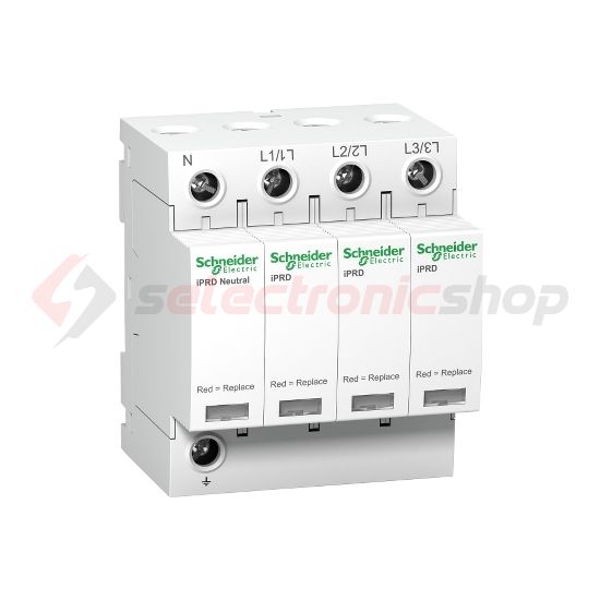 Túlfeszültség-levezető dugaszolható 3P+N T2 TN-S TT 400V/AC 20kA 8M Acti9 iQuick PRD Schneider - A9L20600