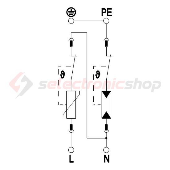 Túlfeszültség-levezető kombi 2P T1+T2 TT TN-S TN-C-S TN 230V/AC 2M V50-B+C 1+NPE OBO-BETTERMANN - 5093522