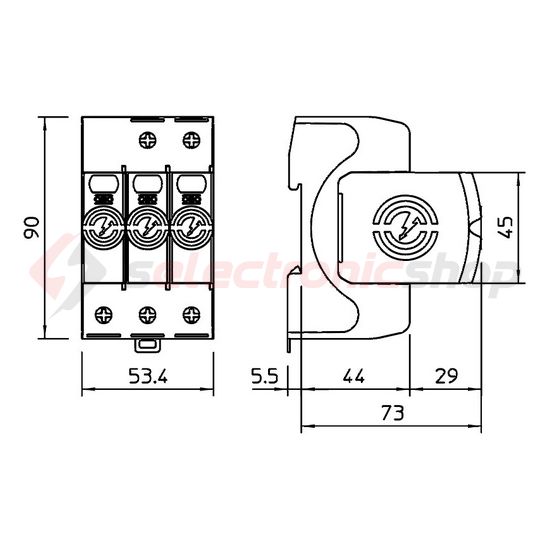 Túlfeszültség-levezető kombi 3P T1+T2 TNC TN-S TN-C-S TN 230V/AC 3M V50-B+C 3-280 OBO-BETTERMANN - 5093511