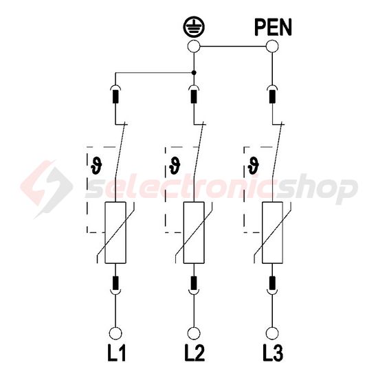 Túlfeszültség-levezető kombi 3P T1+T2 TNC TN-S TN-C-S TN 230V/AC 3M V50-B+C 3-280 OBO-BETTERMANN - 5093511