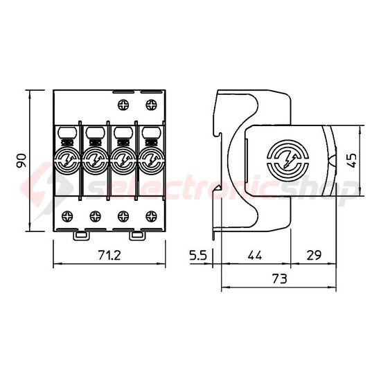 Túlfeszültség-levezető kombi 4P T1+T2 TT TN-S TN-C-S TN 230V/AC 4M V50-B+C 3+NPE OBO-BETTERMANN - 5093526