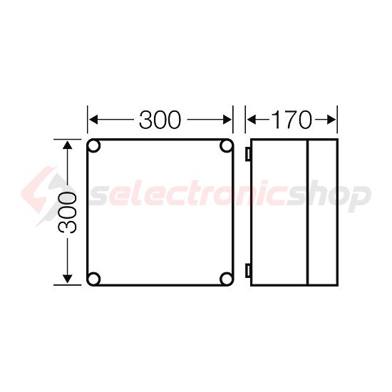 Üres elosztószekrény falonkívüli műanyag átlátszó fedél 300mm x 300mm x 170mm IP65 Mi 0200 Hensel - 2000001