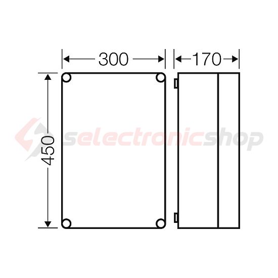 Üres elosztószekrény falonkívüli műanyag átlátszó fedél 300mm x 450mm x 170mm IP65 Mi 0300 Hensel - 2000003