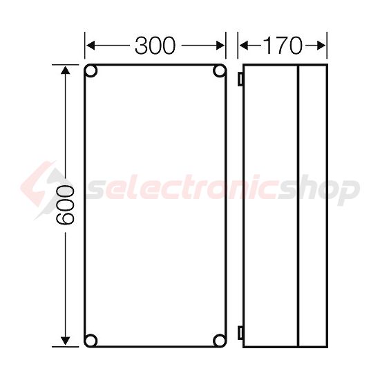 Üres elosztószekrény falonkívüli műanyag átlátszó fedél 300mm x 600mm x 170mm IP65 Mi 0400 Hensel - 2000005