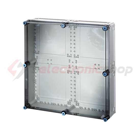 Üres elosztószekrény falonkívüli műanyag átlátszó fedél 600mm x 600mm x 170mm IP65 Mi 0800 Hensel - 2000006