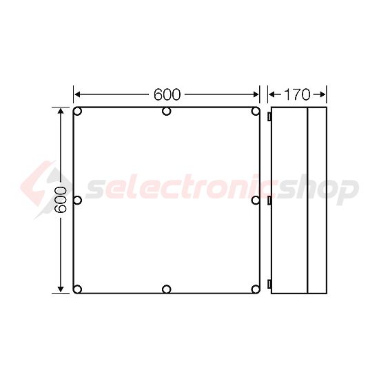 Üres elosztószekrény falonkívüli műanyag átlátszó fedél 600mm x 600mm x 170mm IP65 Mi 0800 Hensel - 2000006