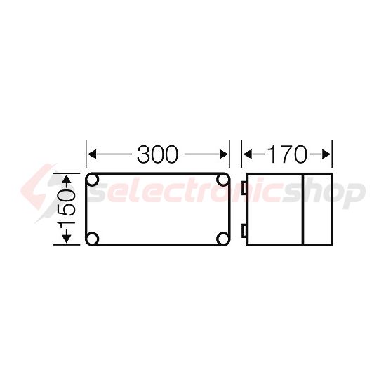 Üres elosztószekrény falonkívüli műanyag fedél 300mm x 150mm x 170mm IP65 Mi 0101 Hensel - 2000007