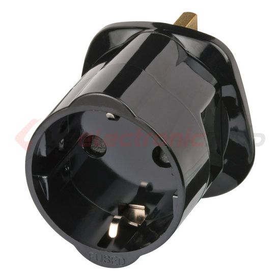 Utazó adapter GB(G)->DIN(F) olvadóbetéttel fekete 13A 250V LECTRA - 1508533