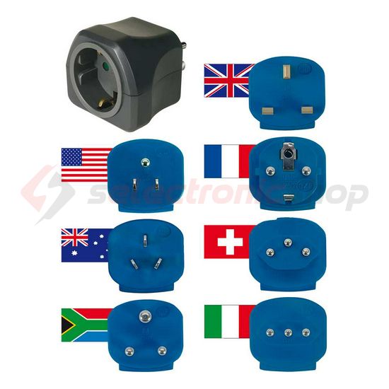 Utazó adapter univerzális(7x)->DIN(F) többszínű 13A 250V LECTRA - 1508160