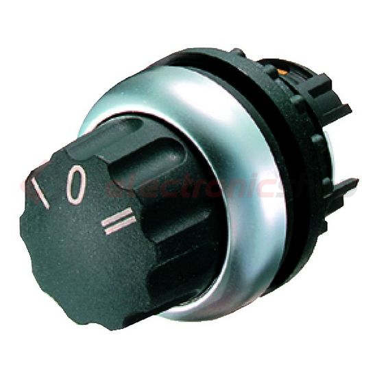 Választókapcsoló fej műanyag d22 I-0-II forgatógomb 3-állású reteszelt fekete kerek M22-WR3 EATON - 216863