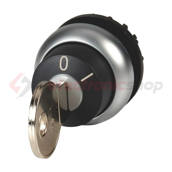 Választókapcsoló fej műanyag d22 kulcsos 2-állású visszaugró fekete kerek M22-WS EATON - 216881