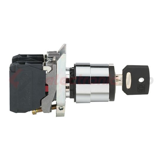 Választókapcsoló komplett fém d22 3-állású 2-z kulcsos fekete reteszelt Harmony XB4 Schneider - XB4BG03