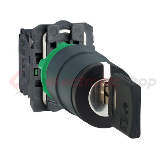 Választókapcsoló komplett műa. d22 3-állású 2-z kulcsos fekete reteszelt Harmony XB5 Schneider - XB5AG33