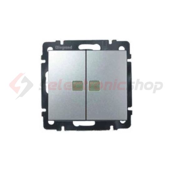 Valena 105 2x1P csillárkapcsoló +jelzőfény betét közp. fedéllel alumínium süllyesztett 2- LEGRAND - 770128