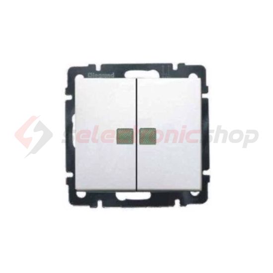 Valena 105 2x1P csillárkapcsoló +jelzőfény betét közp. fedéllel alumínium süllyesztett 2- LEGRAND - 770213