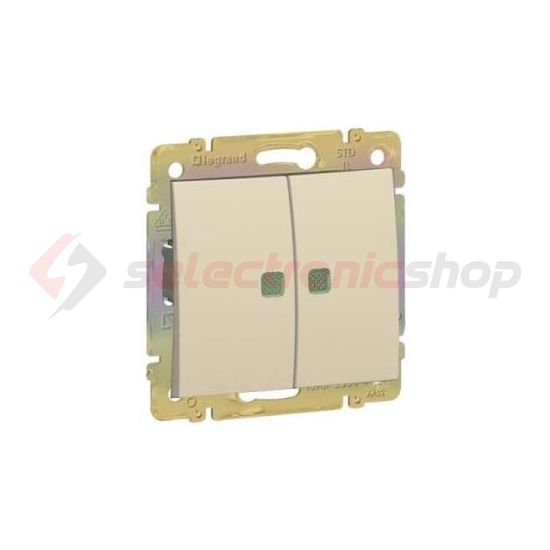 Valena 105 2x1P csillárkapcsoló +jelzőfény betét közp. fedéllel elefántcsont süllyesztett IP31 2- LEGRAND - 774328