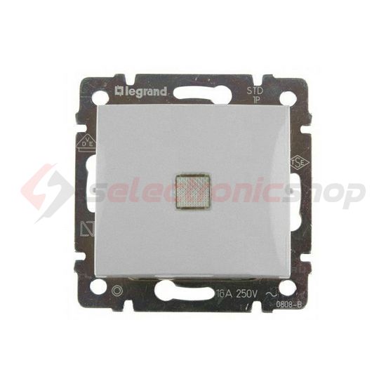 Valena 106 váltókapcsoló +jelzőfény betét közp. fedéllel alumínium süllyesztett IP31 1- LEGRAND - 770203