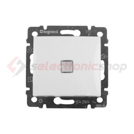 Valena 106 váltókapcsoló +jelzőfény betét közp. fedéllel fehér süllyesztett IP31 1- LEGRAND - 774203