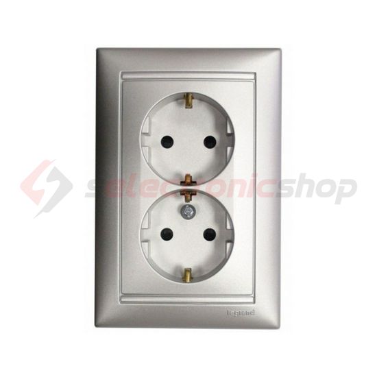 Valena 162/2 dugalj földelt központi fedlap gyerekzárral alumínium IP20 süllyesztett LEGRAND - 770127