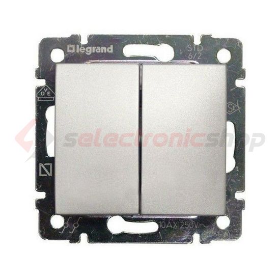 Valena N106+6 nyomó betét közp. fedéllel 2- billentyűs 2v alumínium IP31 műanyag LEGRAND - 770218