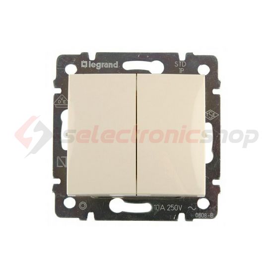 Valena N106+6 nyomó betét közp. fedéllel 2-billentyűs 2v elefántcsont IP31 süllyesztett LEGRAND - 774118